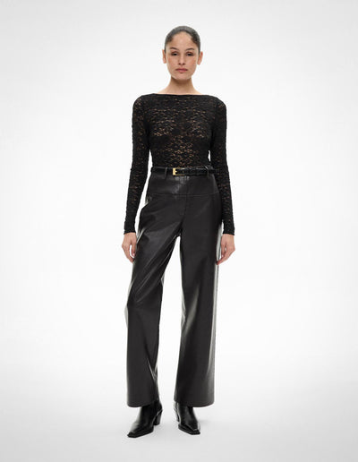 Spliced Faux Leather Pants