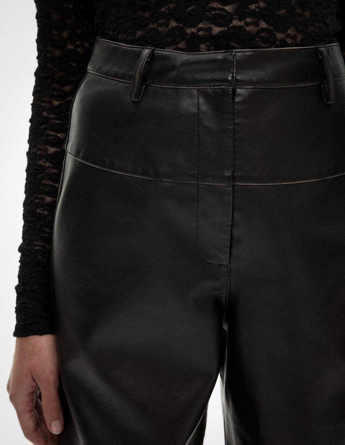 Spliced Faux Leather Pants