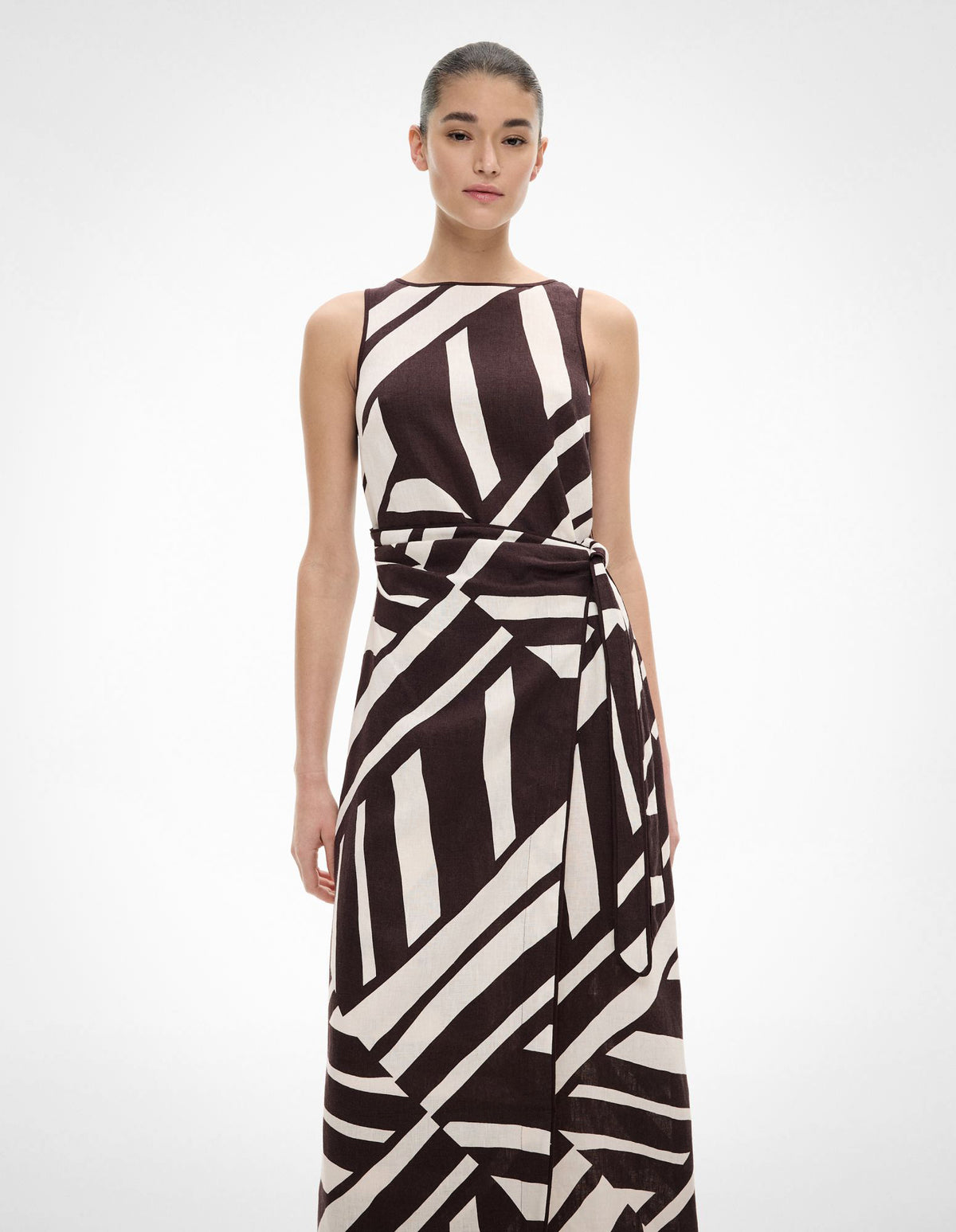 Linen Wrap Midi Dress