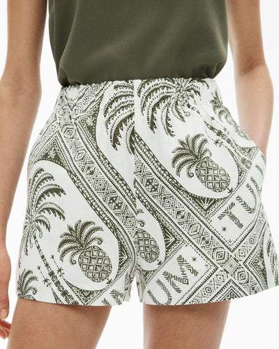 Printed Linen Shorts
