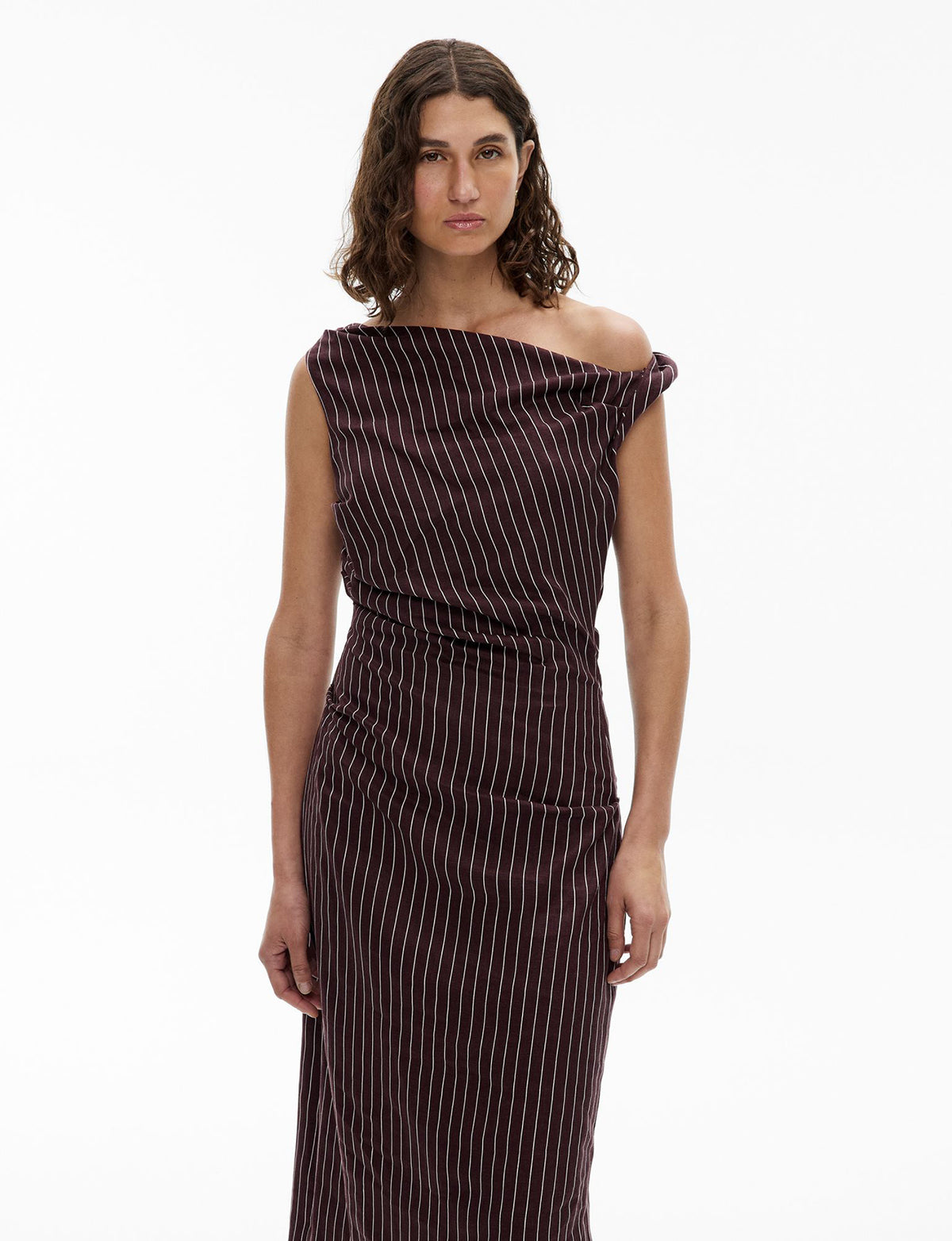 Twist Asymmetric Midi Dress