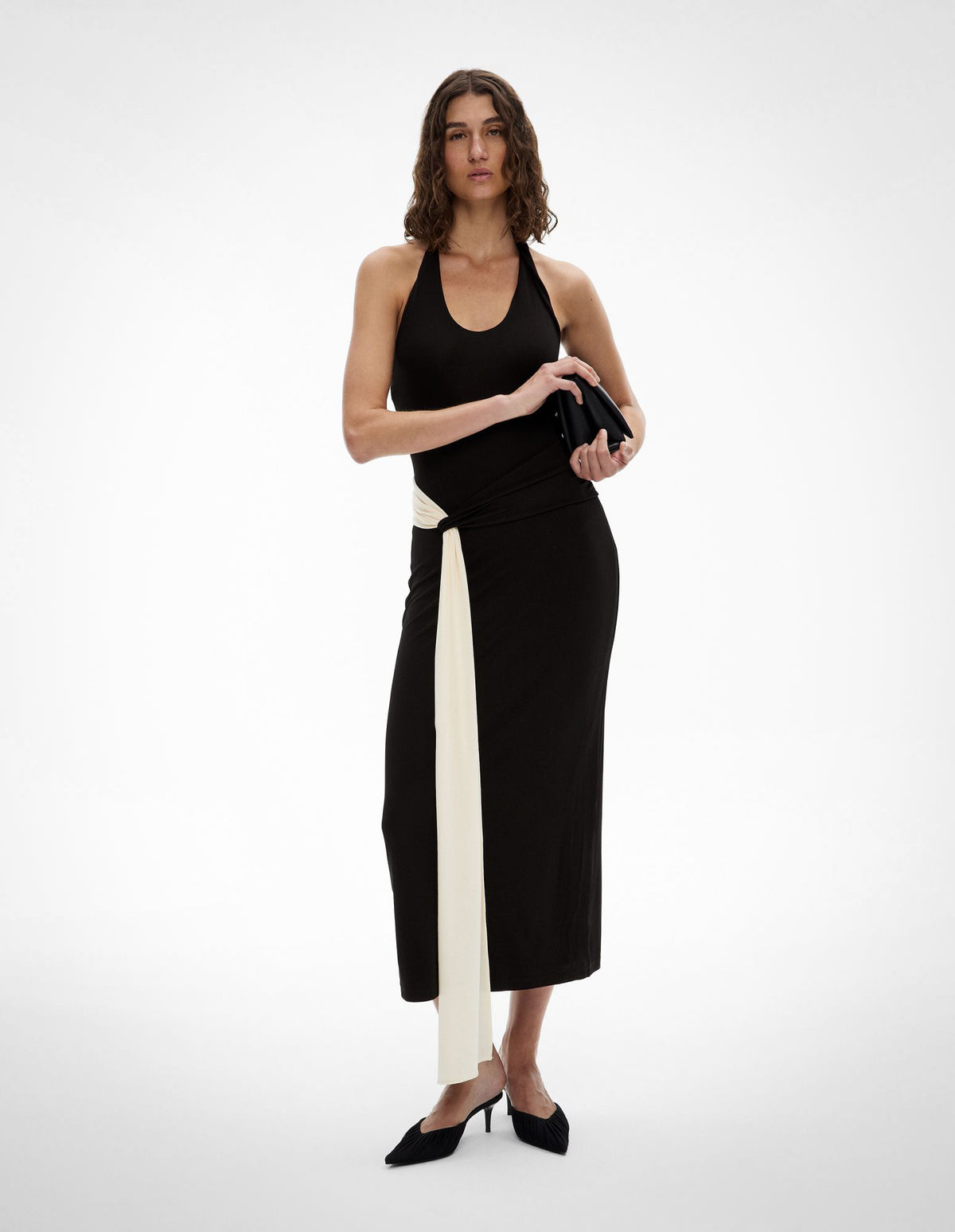 Contrast Drape Dress