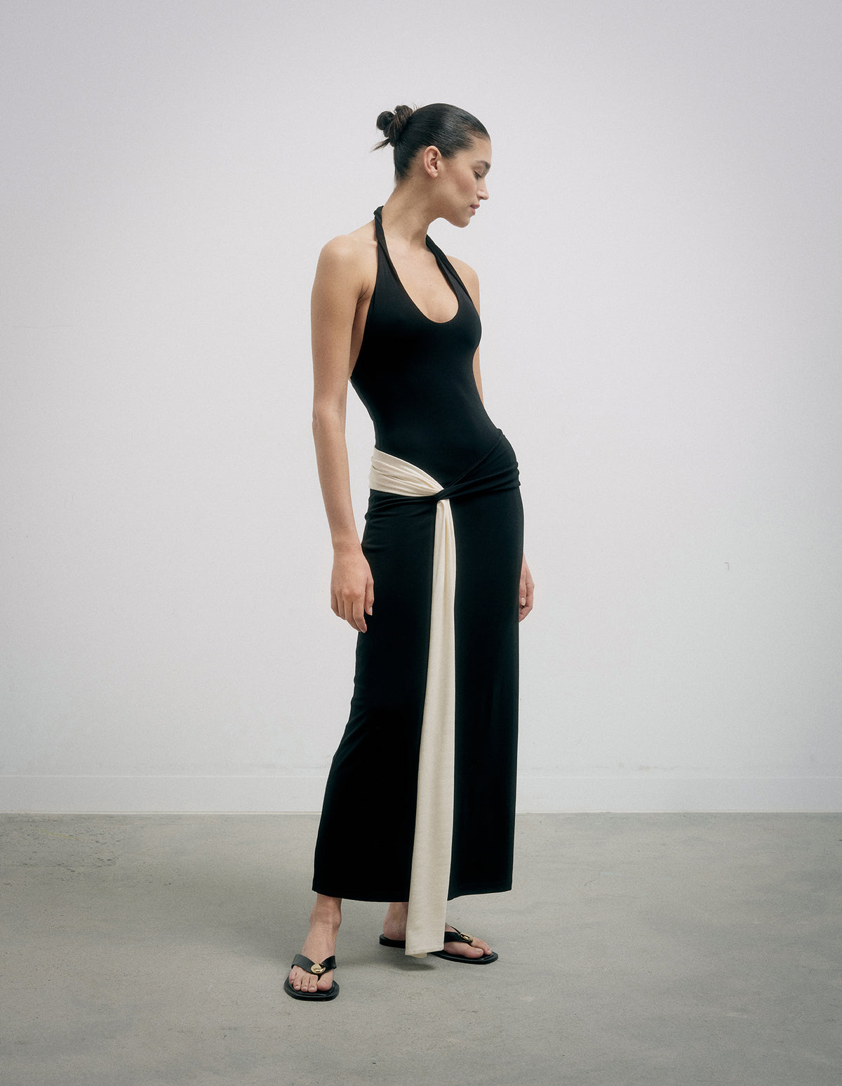 Contrast Drape Dress