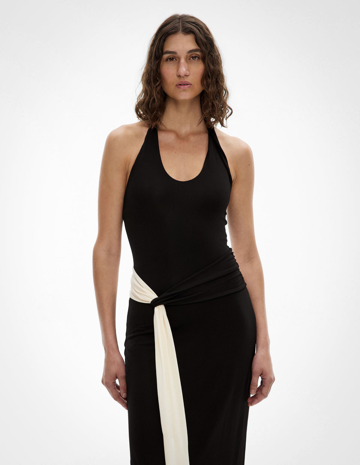 Contrast Drape Dress