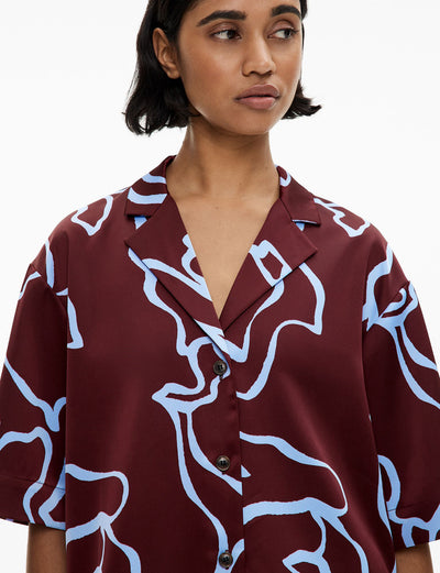 Short Sleeve Satin Shirt
