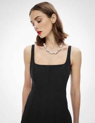 Square Neck Flared Dress