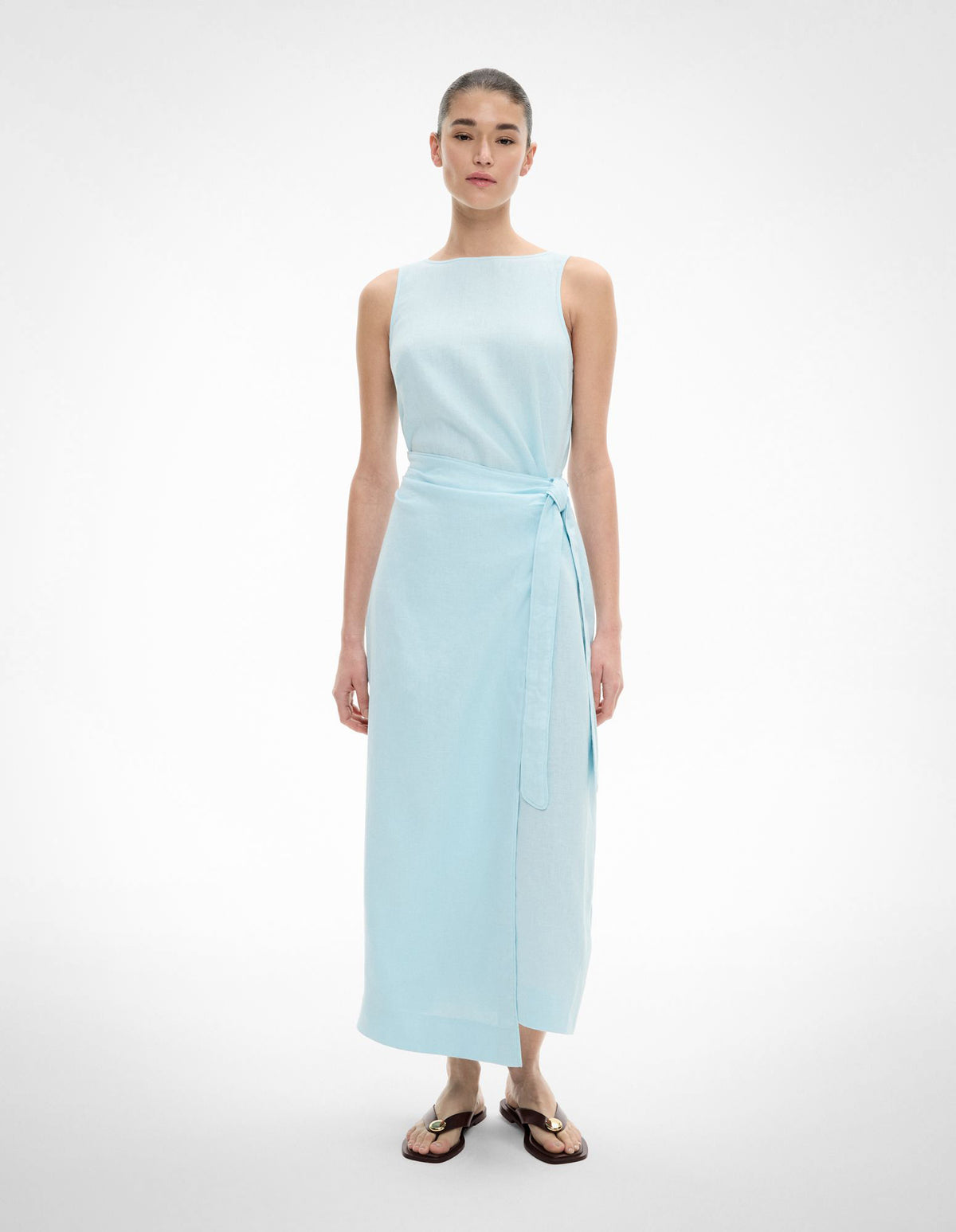 Linen Wrap Midi Dress