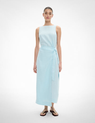 Linen Wrap Midi Dress