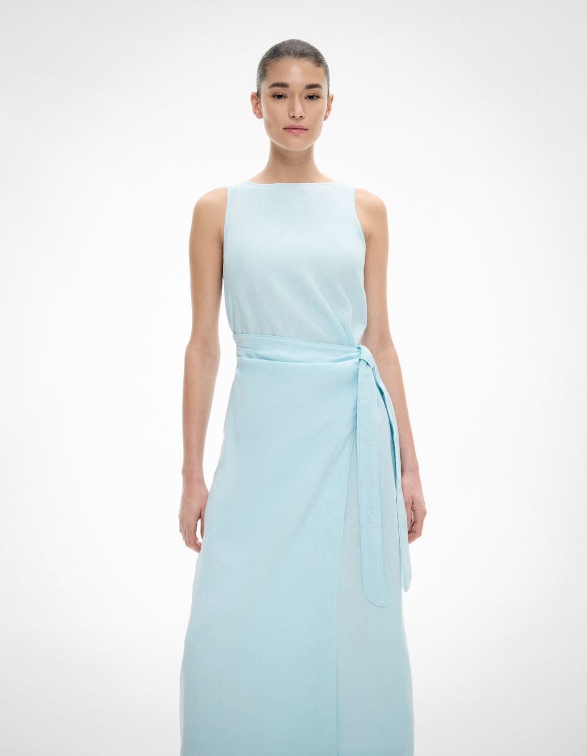 Linen Wrap Midi Dress