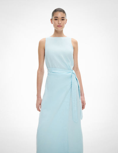 Linen Wrap Midi Dress