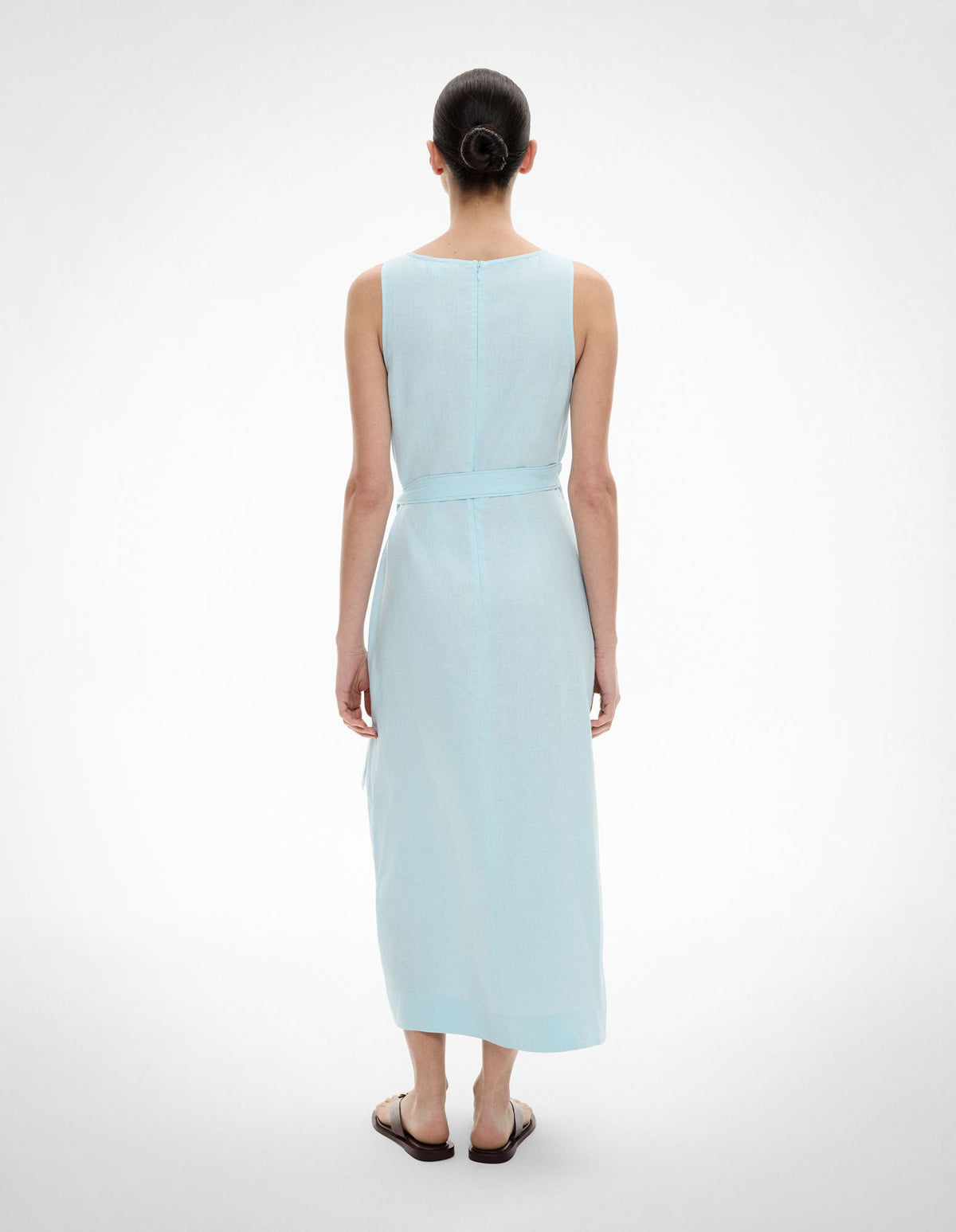 Linen Wrap Midi Dress