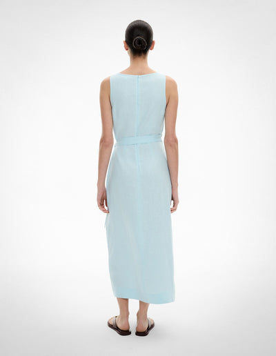 Linen Wrap Midi Dress