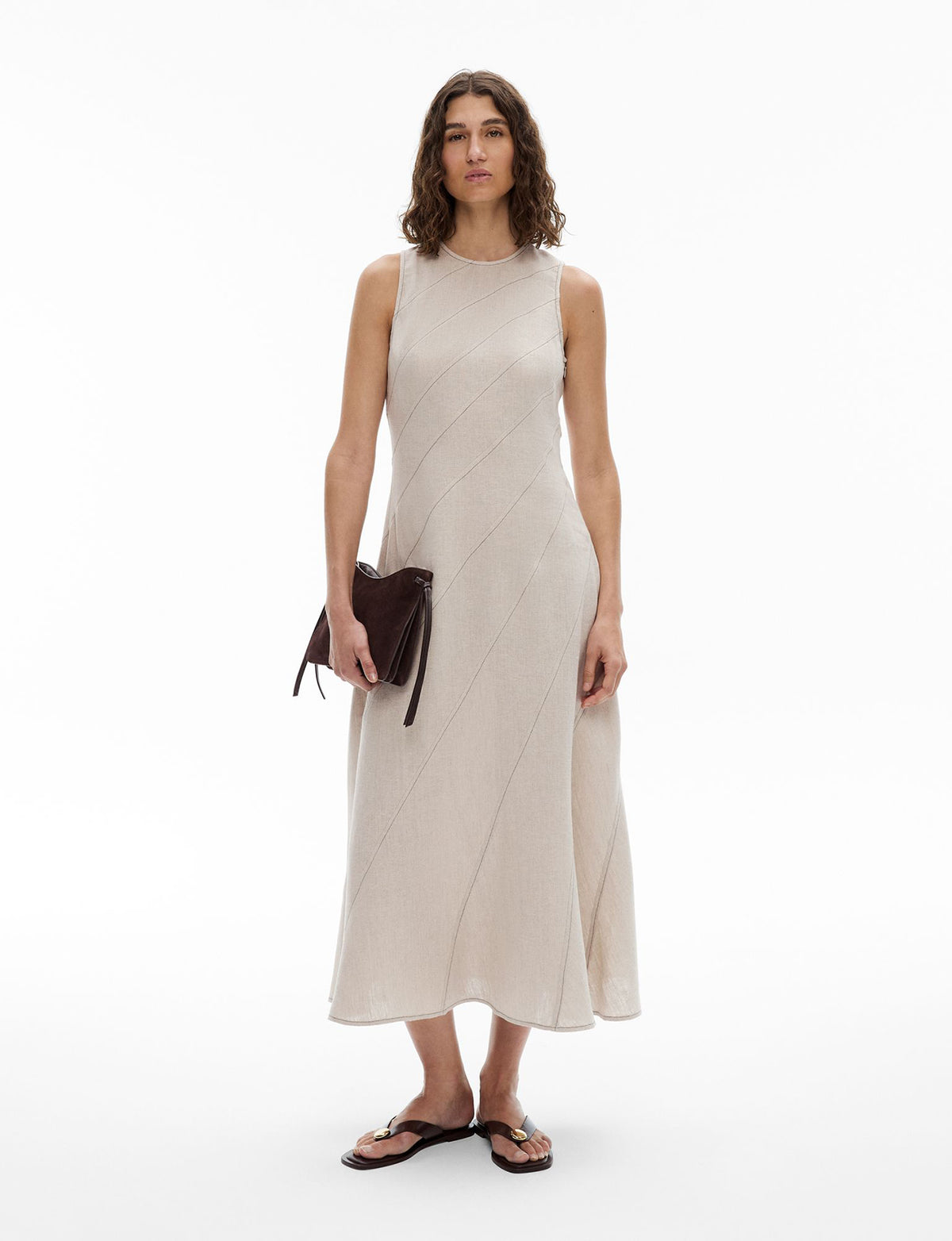 Asymmetric Seam Linen Dress