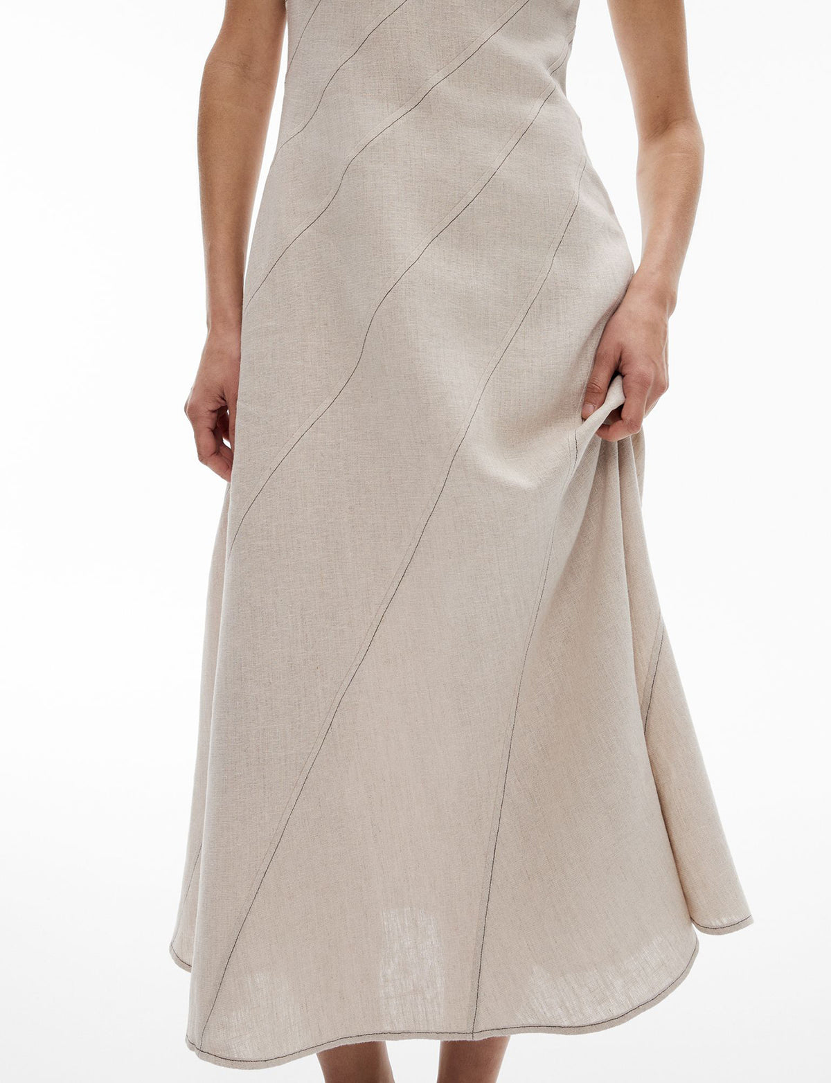 Asymmetric Seam Linen Dress