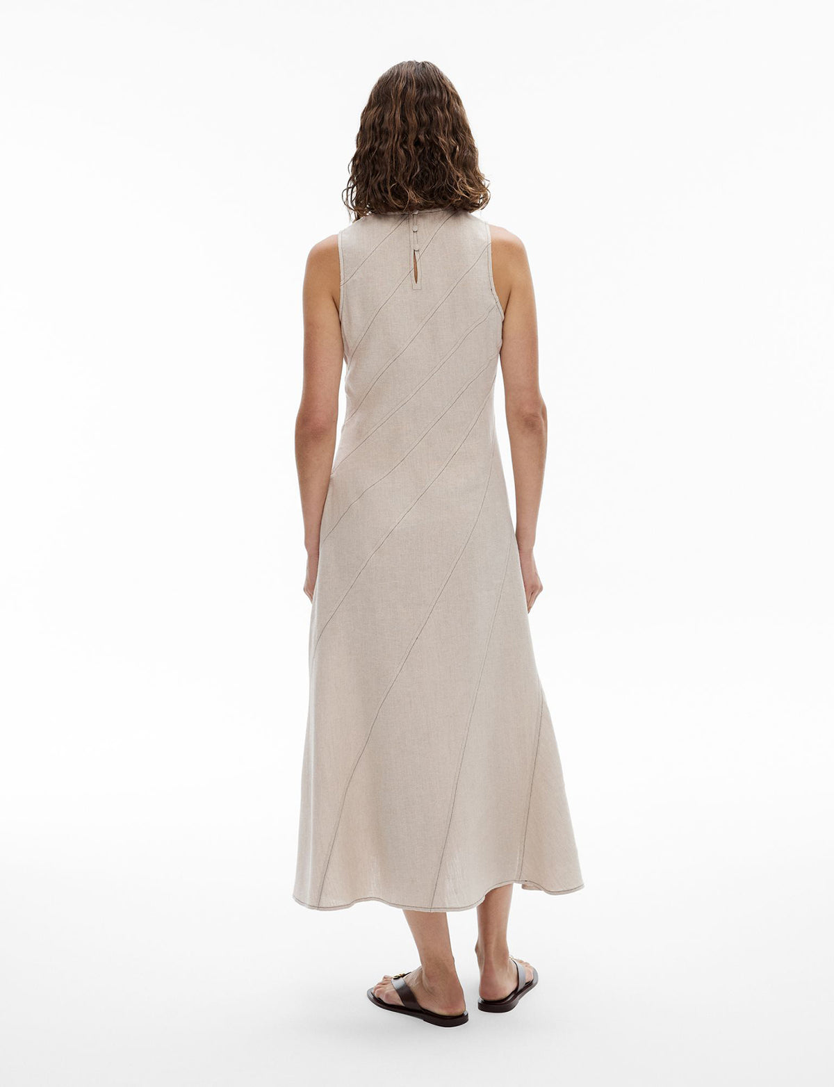 Asymmetric Seam Linen Dress