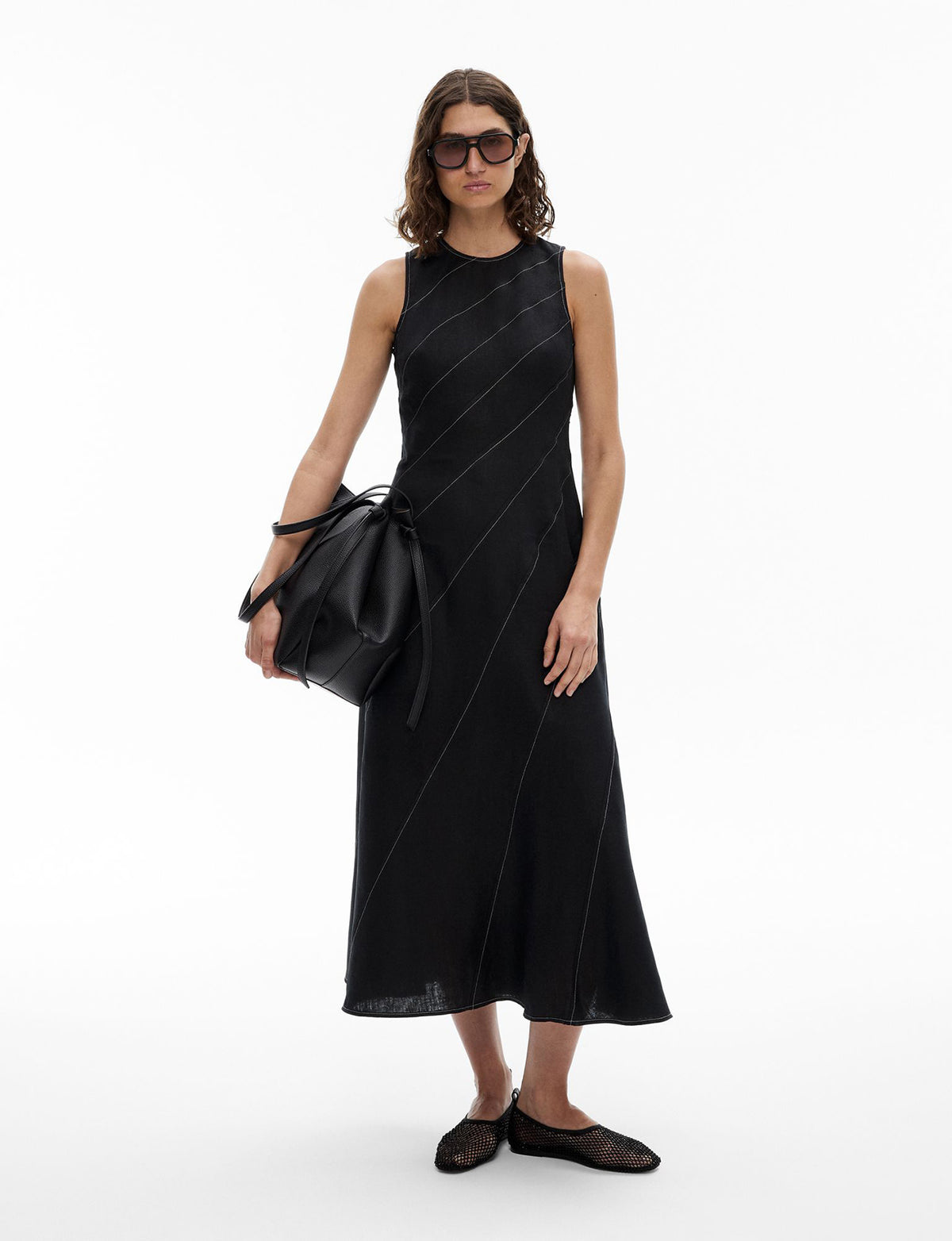 Asymmetric Seam Linen Dress