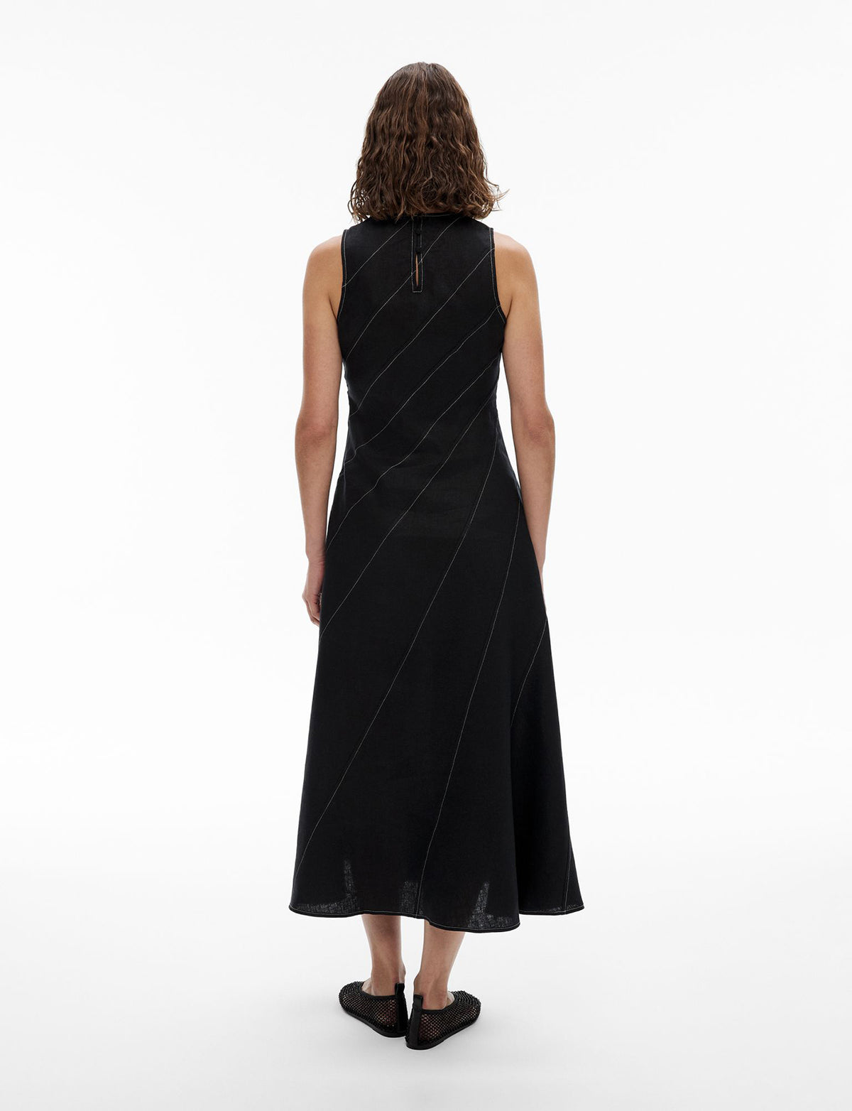 Asymmetric Seam Linen Dress