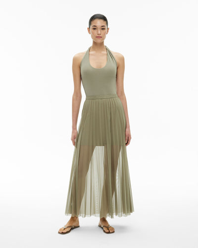 Pleated Mesh Skirt