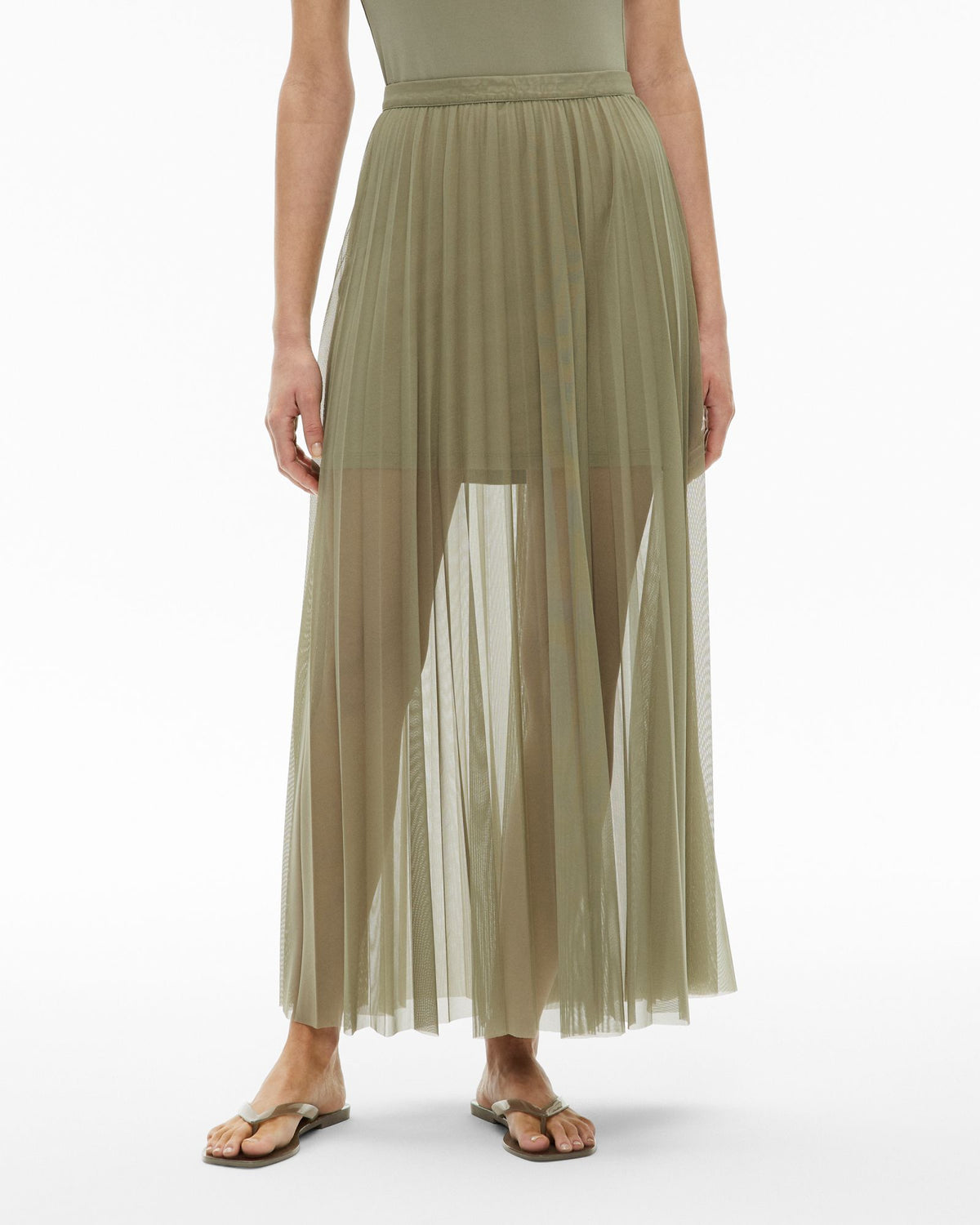 Pleated Mesh Skirt