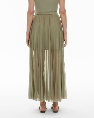 Pleated Mesh Skirt
