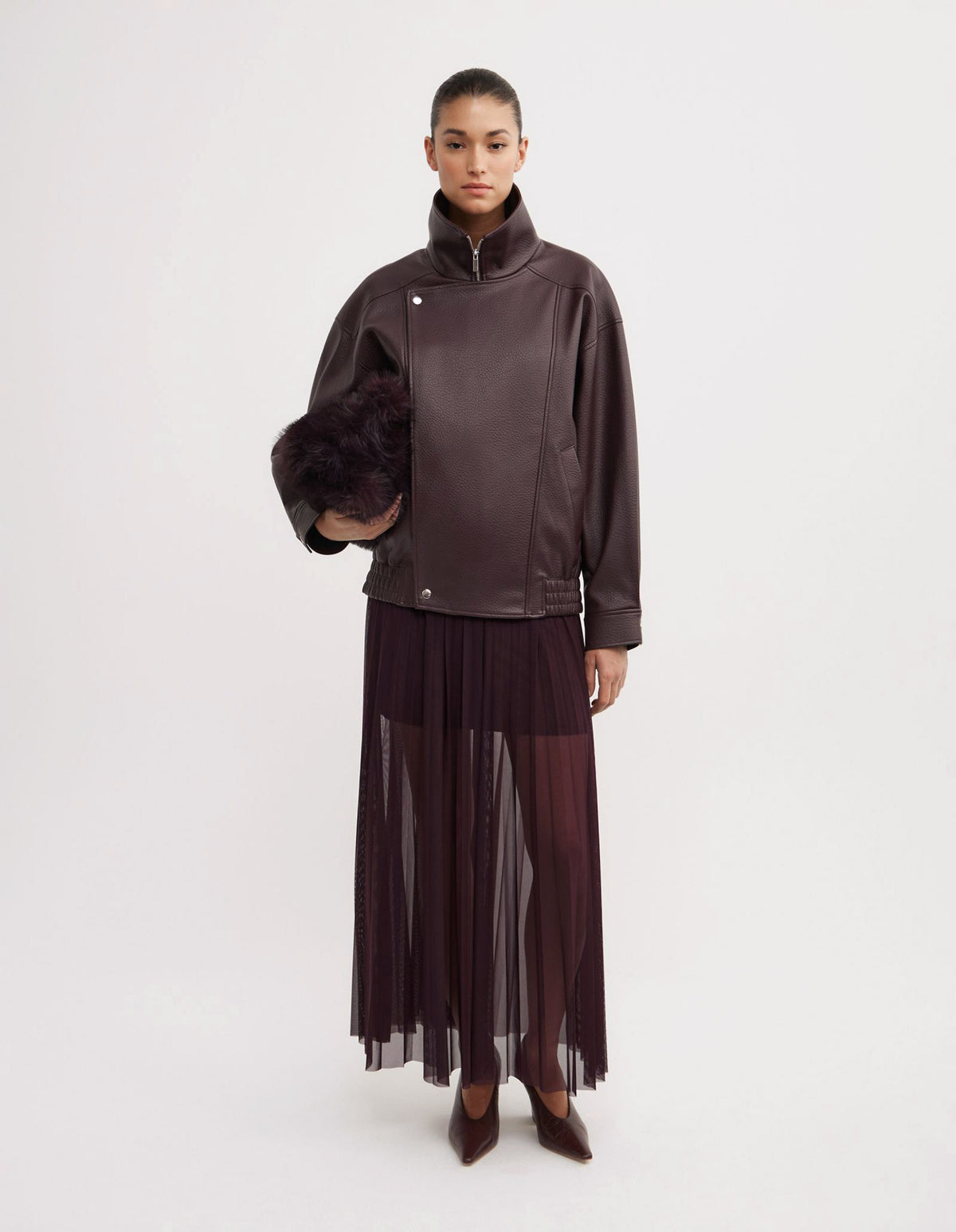 Pleated Mesh Skirt
