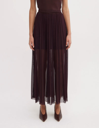 Pleated Mesh Skirt