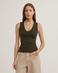 Fine Rib V-Neck Tank
