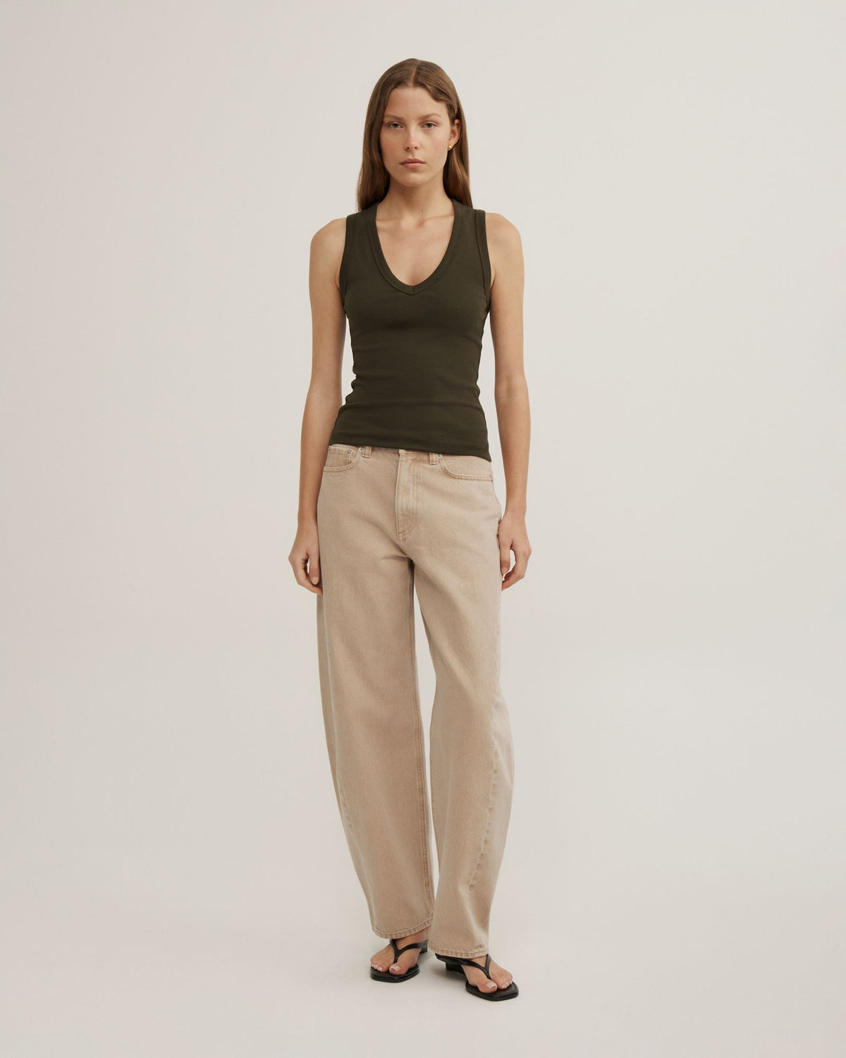 Fine Rib V-Neck Tank