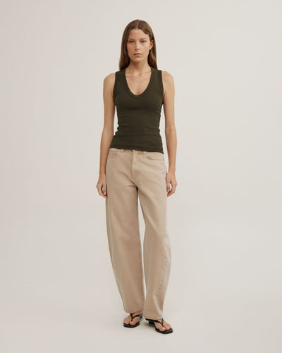 Fine Rib V-Neck Tank