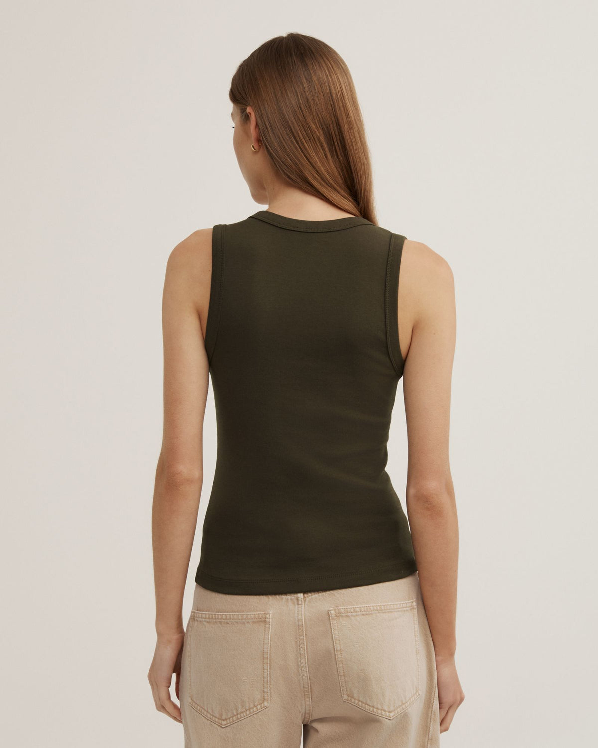 Fine Rib V-Neck Tank