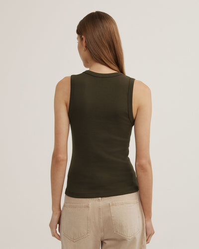 Fine Rib V-Neck Tank