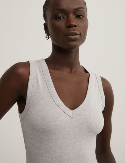 Fine Rib V-Neck Tank Top