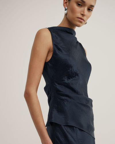Crinkle High Neck Top