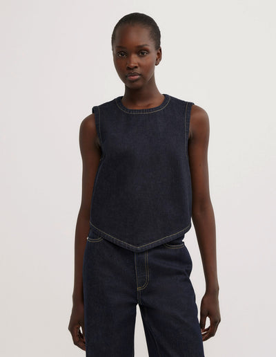Denim Scarf Hem Top