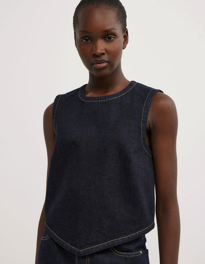 Denim Scarf Hem Top