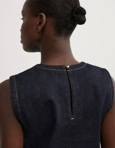 Denim Scarf Hem Top
