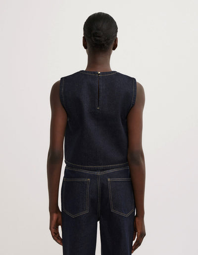 Denim Scarf Hem Top