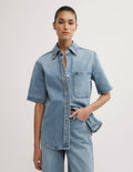 Short Sleeve Denim Snap Shirt