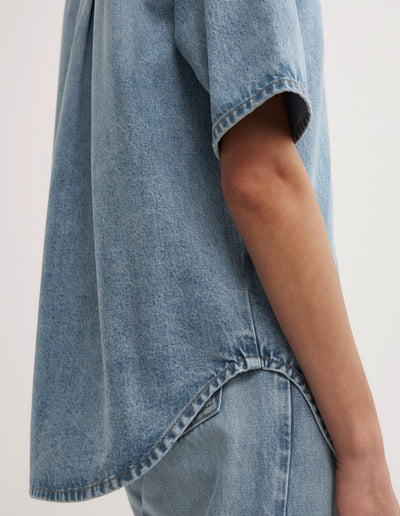 Short Sleeve Denim Snap Shirt