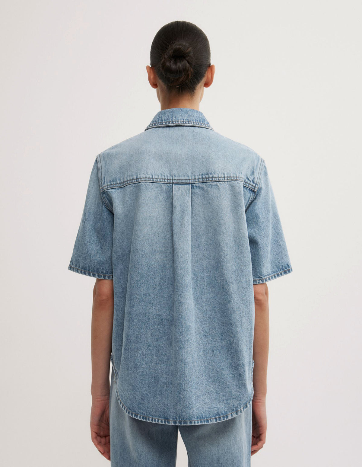 Short Sleeve Denim Snap Shirt