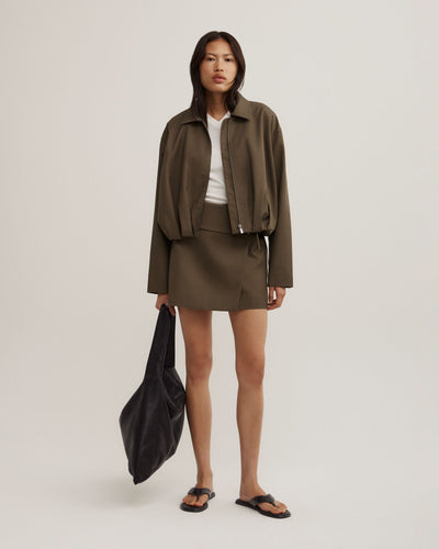 Gathered Hem Bomber Jacket