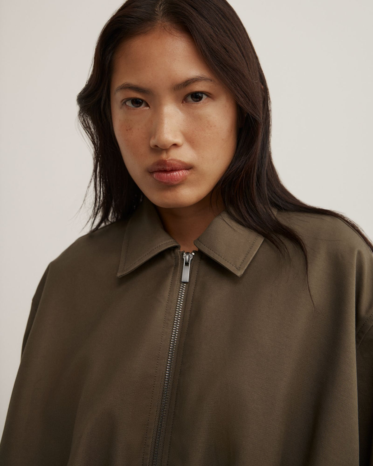 Gathered Hem Bomber Jacket