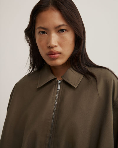 Gathered Hem Bomber Jacket