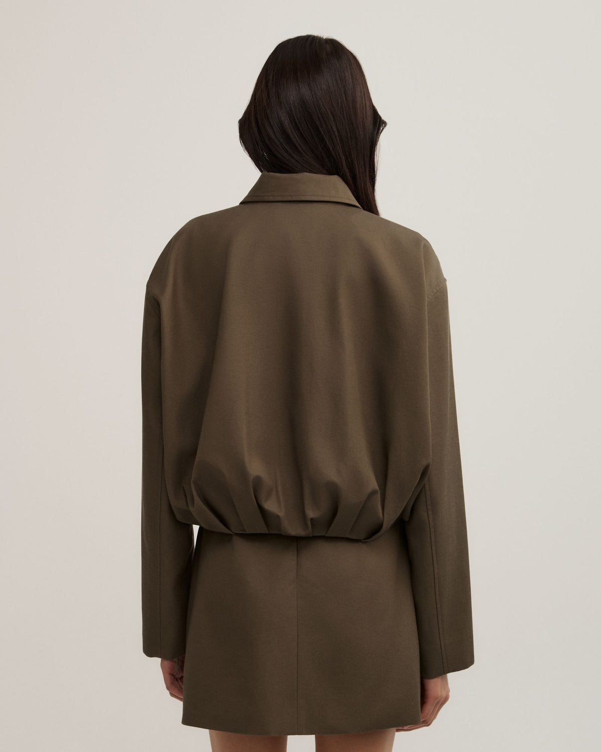 Gathered Hem Bomber Jacket