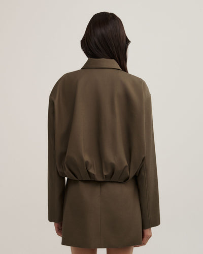 Gathered Hem Bomber Jacket