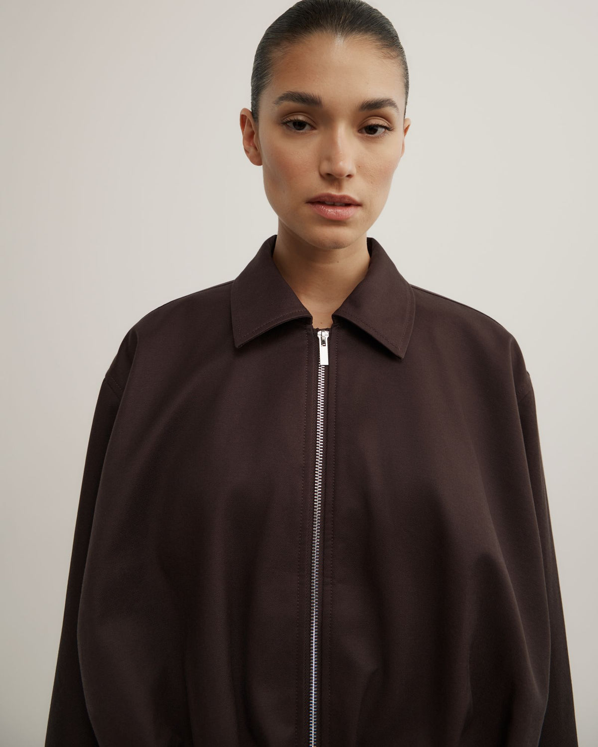 Gathered Hem Bomber Jacket