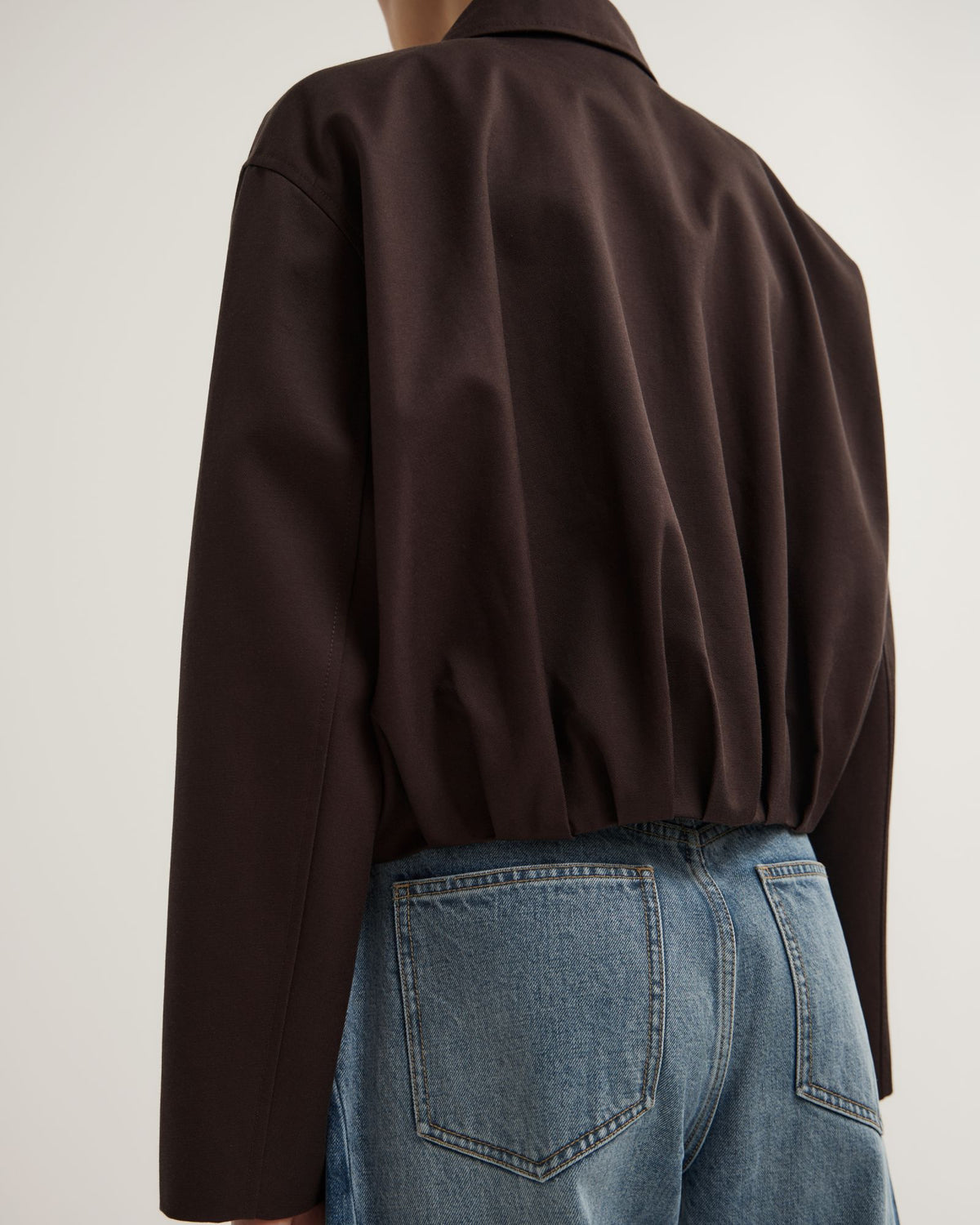 Gathered Hem Bomber Jacket