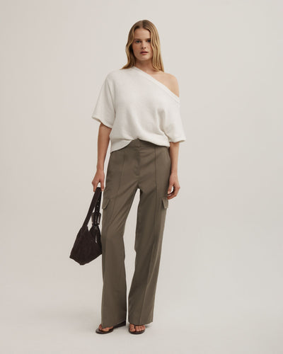 Asymmetric Textured Knit T-Shirt