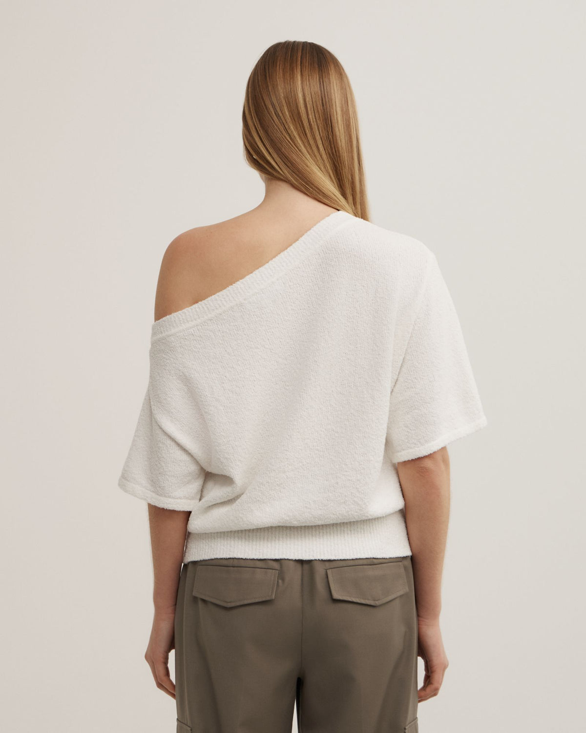 Asymmetric Textured Knit T-Shirt