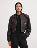 Crop Burnished Bomber Jacket